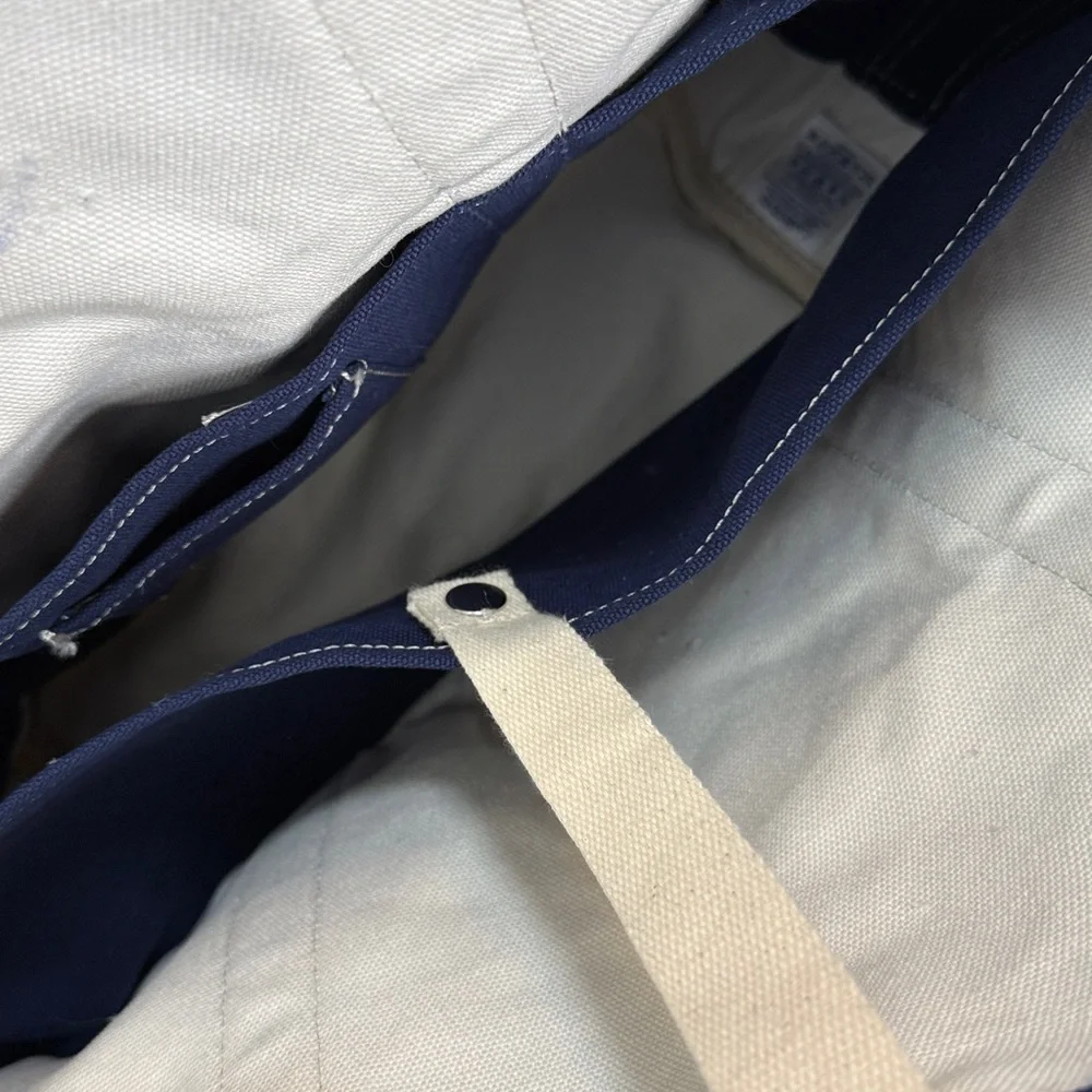 Lands End Plaid Blue Green White Large Size Bucket Tote Beach Travel Car Bag